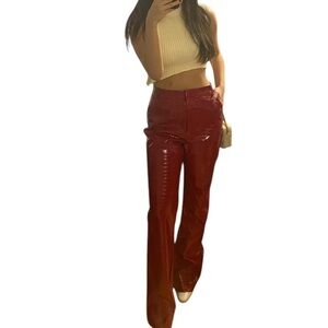 Meshki, Leilani croc faux leather straight leg pant in Cranberry❤️‼️